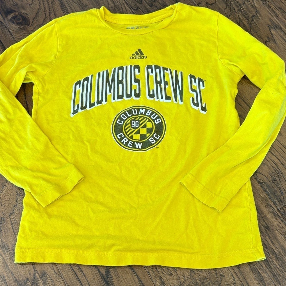 Adidas Kids Yellow Columbus Crew SC Long Sleeve Tee, Medium 10/12